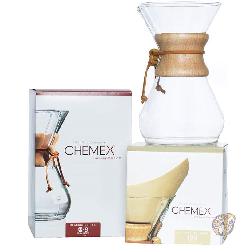 コーヒーフィルター 使い捨てフィルター 8カップ クラシックシリーズ スクエアフィルター 100 個入り 専用パッケージ CHEMEX