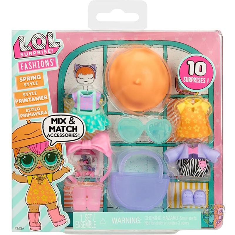 LOL サプライズ L.O.L. Surprise! ファッション パック スプリングスタイル 6 つのユニークなスタイル (3) 衣装 (2) 靴 (4) アクセサリー 付き 着せ替え人形 おもちゃ