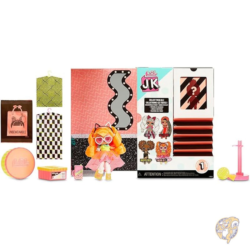 LOL サプライズ L.O.L. Surprise! JKネオンQTミニファッションドール ドレスアップドール衣装 限定ドールアクセサリーを含む15のサプライズ付き 着せ替え人形 おもちゃ