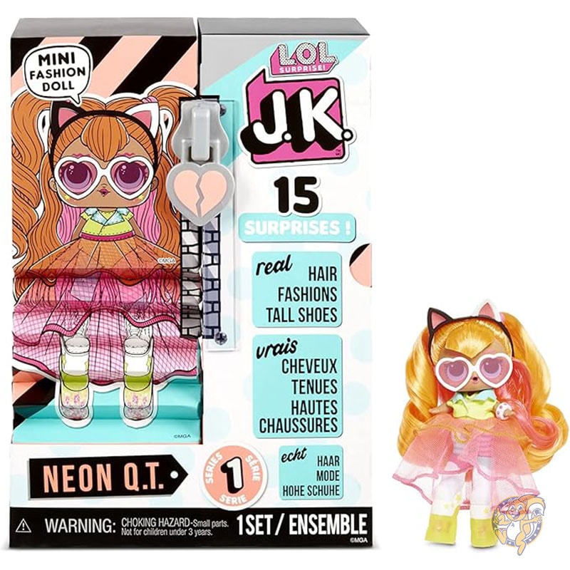 LOL サプライズ L.O.L. Surprise! JKネオンQTミニファッションドール ドレスアップドール衣装 限定ドールアクセサリーを含む15のサプライズ付き 着せ替え人形 おもちゃ
