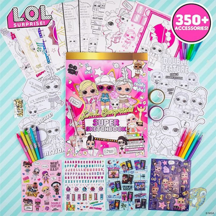 LOL サプライズ L.O.L. Surprise! ダブルフィーチャー スーパースケッチ&クリエイト 350個ピース以上のアートアクティビティセット 塗り絵 クレヨン ジェルペン マーカー付き