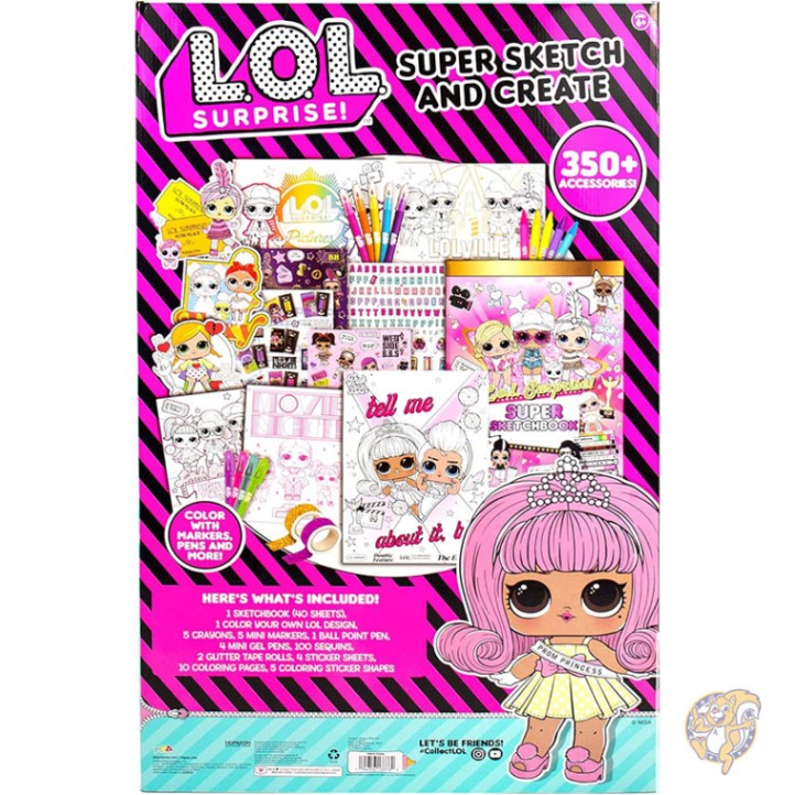 LOL サプライズ L.O.L. Surprise! ダブルフィーチャー スーパースケッチ&クリエイト 350個ピース以上のアートアクティビティセット 塗り絵 クレヨン ジェルペン マーカー付き