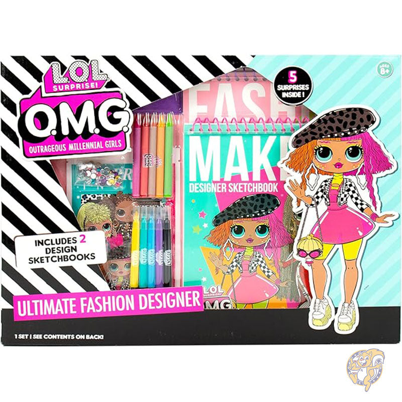 LOL サプライズ L.O.L. Surprise! OMG Ultimate Fashion Designer by Horizo​​n Group USA OMGシスターズの衣装とメイクアップをカラーリングして作成 スケッチブック2冊 サプライズ5つ ステッカー ステンシル付き おもちゃ