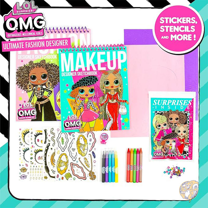 LOL サプライズ L.O.L. Surprise! OMG Ultimate Fashion Designer by Horizo​​n Group USA OMGシスターズの衣装とメイクアップをカラーリングして作成 スケッチブック2冊 サプライズ5つ ステッカー ステンシル付き おもちゃ