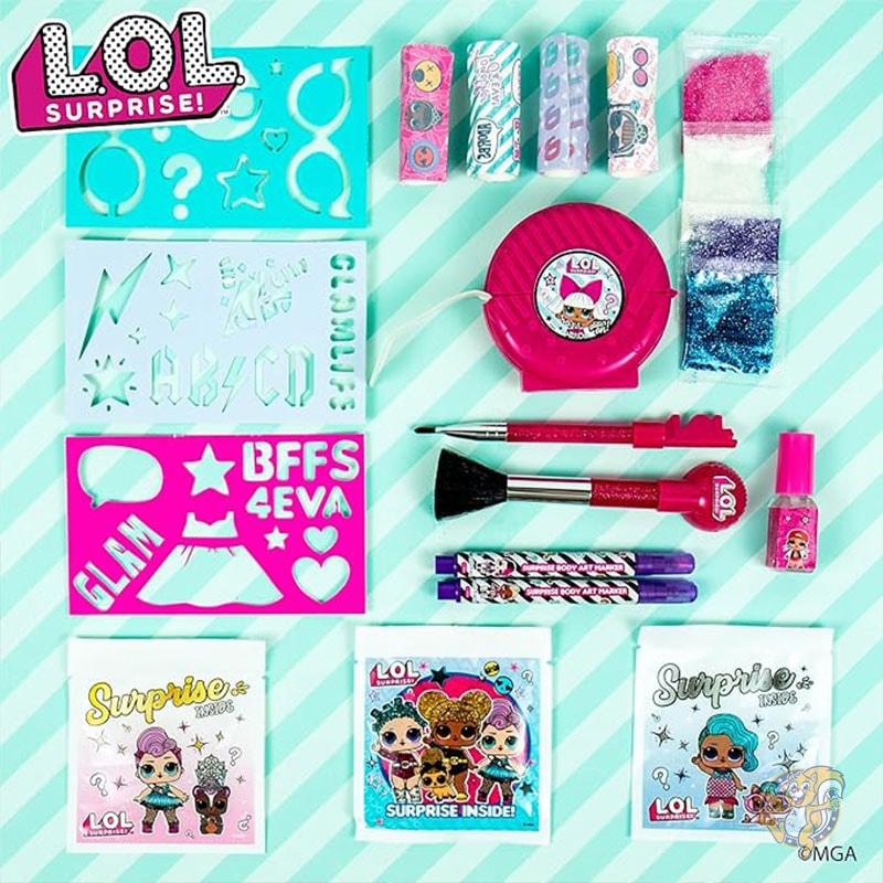 LOL サプライズ L.O.L. Surprise! タトゥー ロールイッツ 子供用サプライズ タトゥー 長さ 30cm以上のサプライズ タトゥーシール ボディー アート マーカー ステンシル グリッター ボディー ジェム付き おもちゃ