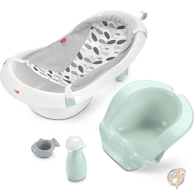 ベビーバス ベビーから幼児まで使える バスタブ 4-in-1 スリング&シート 取り外し可能な幼児用サポートとおもちゃ2個付き クライミングリーフ フィッシャープライス Fisher-Price
