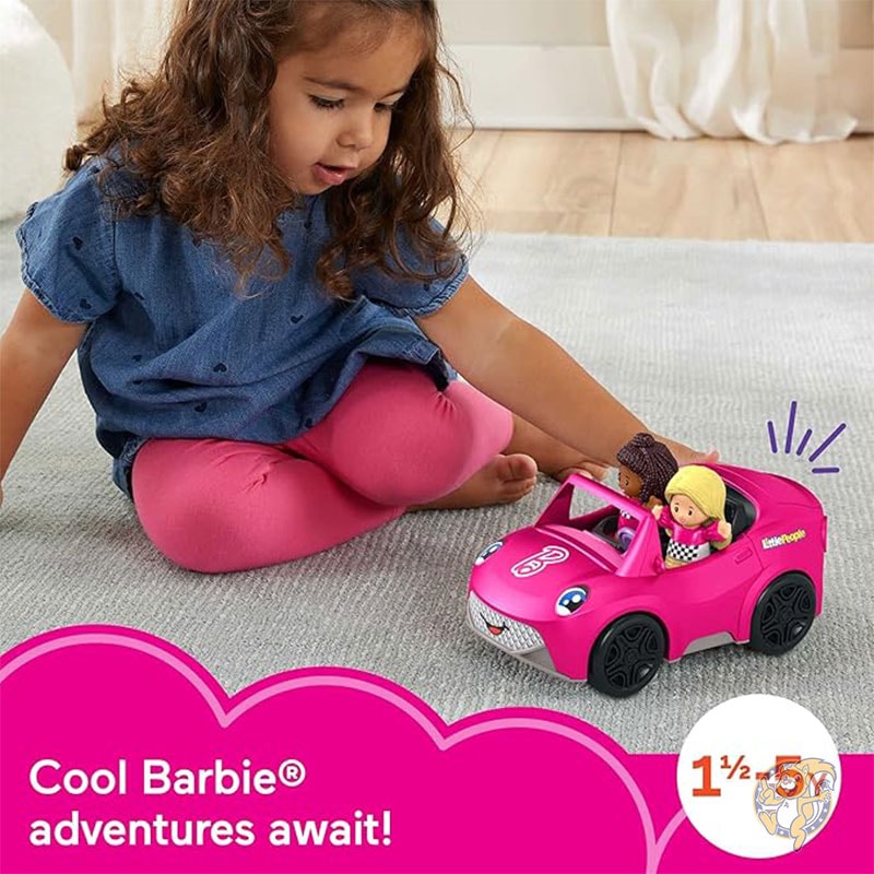 リトルピープル バービー 幼児用おもちゃの車 コンバーチブル 音楽サウンドとフィギュア2体付き ごっこ遊び 対象年齢18ヶ月以上 フィッシャープライス Fisher-Price