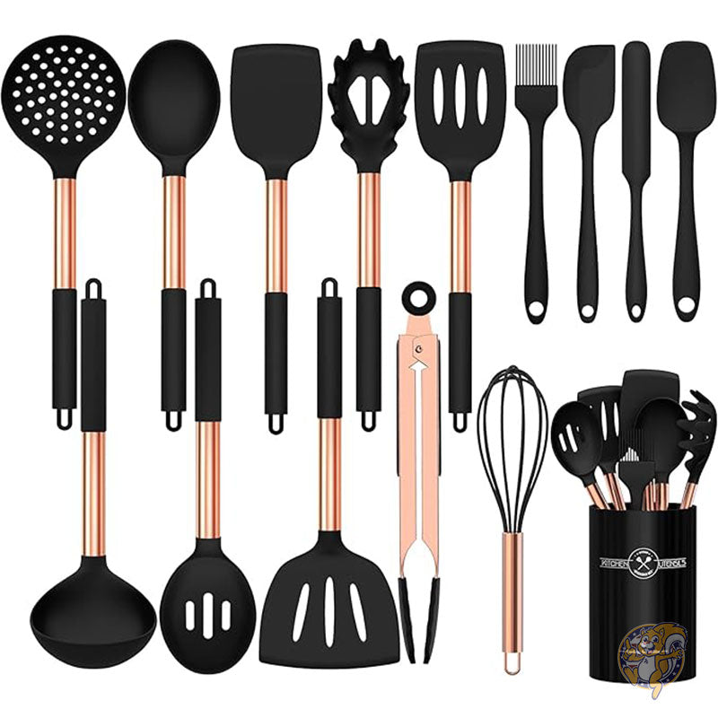 シリコン製調理器具セット キッチン用品 15点 調理器具セット ノンスティックシリコン ローズゴールドハンドル キッチンツールセット Umite Chef