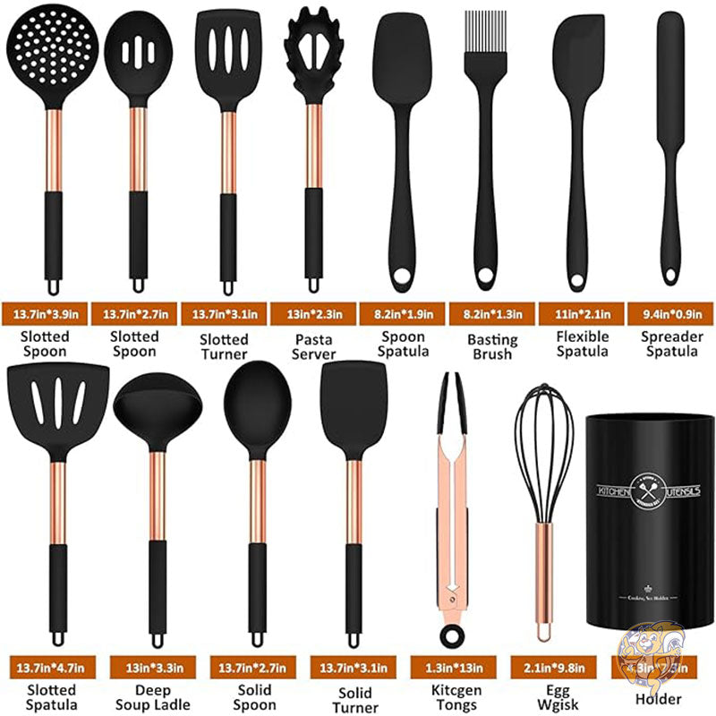 シリコン製調理器具セット キッチン用品 15点 調理器具セット ノンスティックシリコン ローズゴールドハンドル キッチンツールセット Umite Chef
