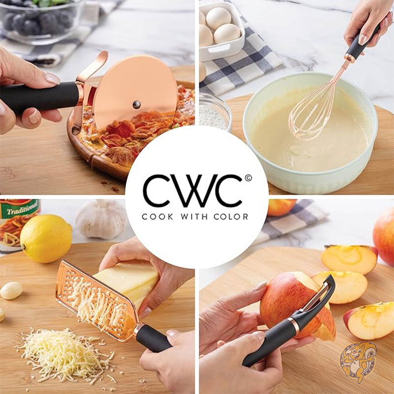 キッチンガジェットセット ステンレススチール製調理器具 ソフトタッチハンドル付き 7点 銅製 COOK WITH COLOR