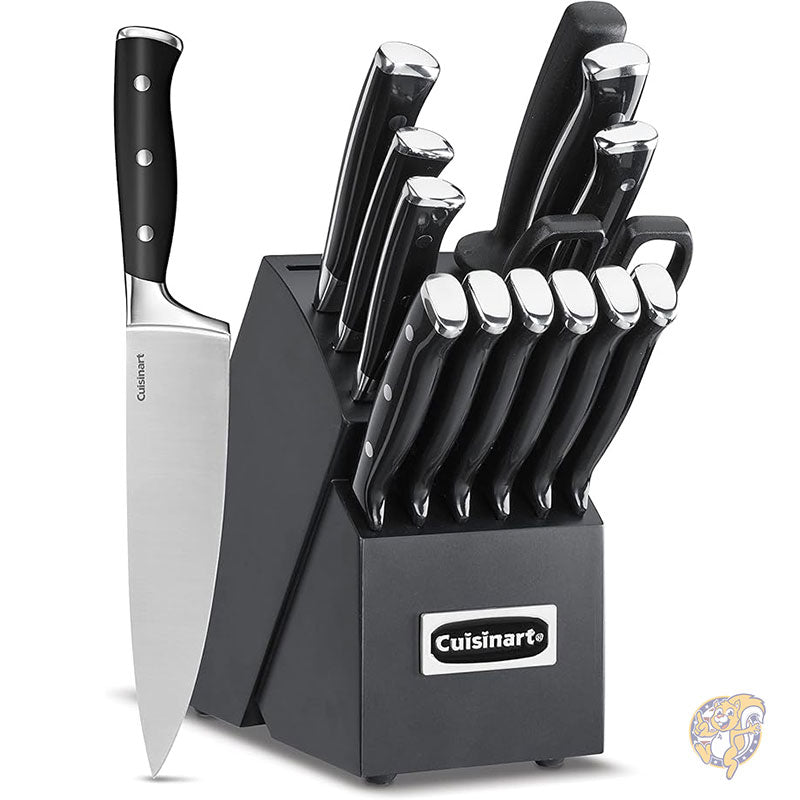 ナイフセット 15 ピース ブロック付き 高炭素ステンレススチール 鍛造トリプルリベット CUISINART クイジナート