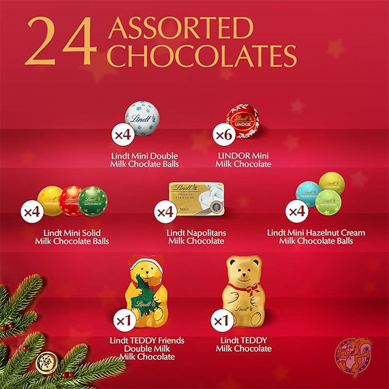 アドベント カレンダー クリスマス ホリデー テディベア チョコレート キャンディ 127g リンツ Lindt