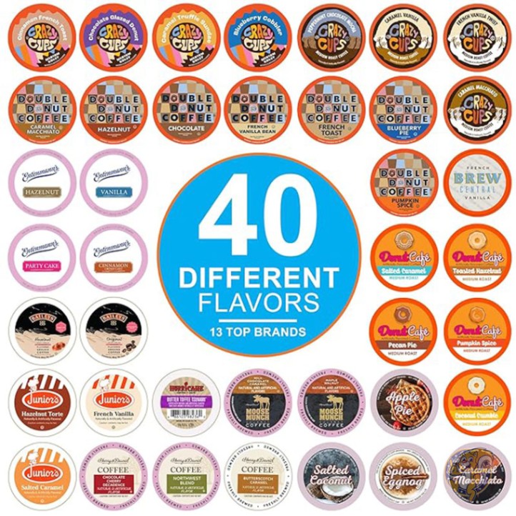 Keurig Kカップ ブリューワー用フレーバー コーヒー ポッド バラエティ パック フレーバー コーヒー サンプラー各種 40 個入り Crazy Cups クレイジーカップ