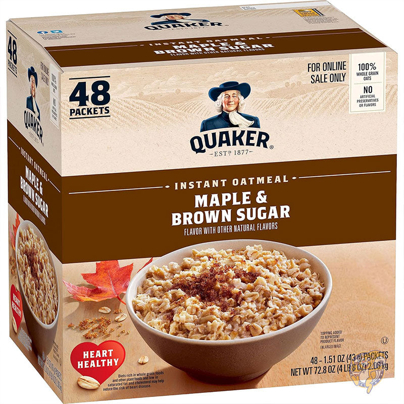 インスタント オートミール メープル & ブラウン シュガー 個別パック 42g (48 パック) クエーカー Quaker