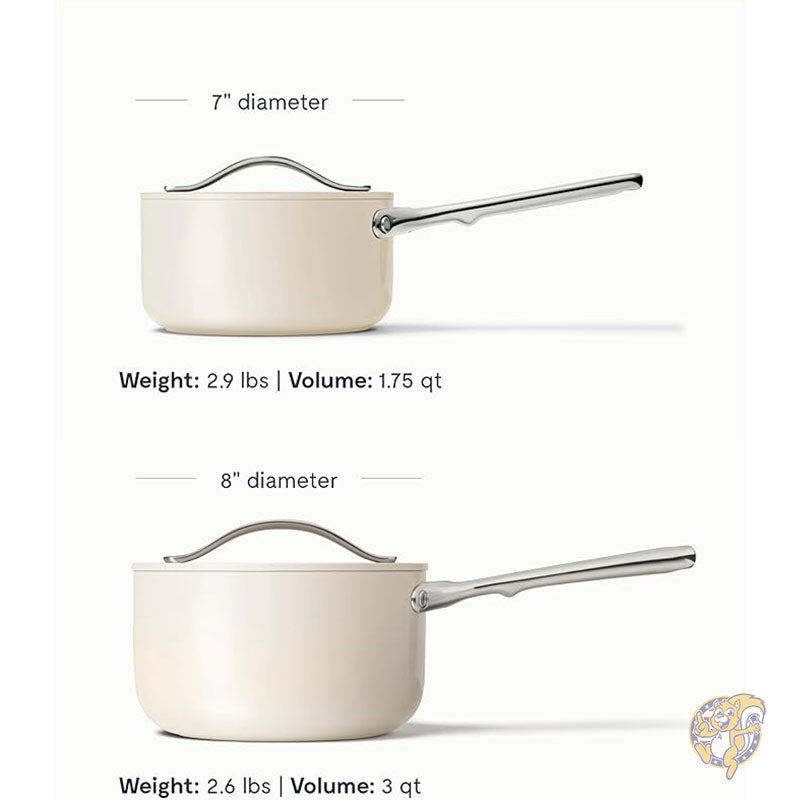 ノンスティック セラミック ソースパン 蓋付き (2.8L) - 非毒性 PTFE PFOA フリー オーブン対応 Caraway キャラウェイ