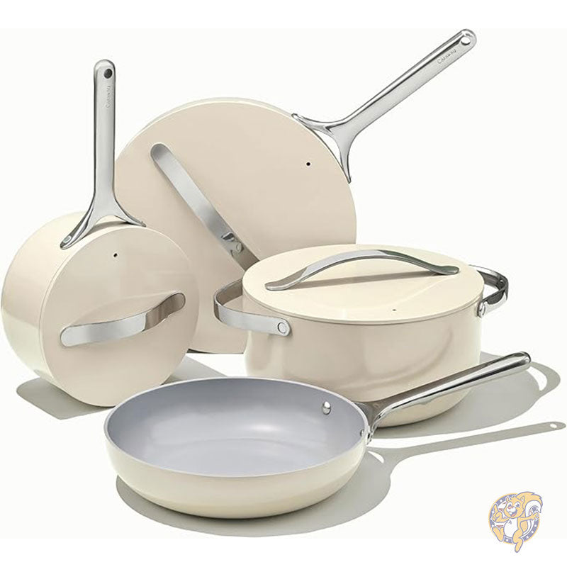 ノンスティック セラミック 調理器具セット (12 点) 鍋 フライパン 蓋 3個 キッチン収納 非毒性 オーブン対応 Caraway キャラウェイ