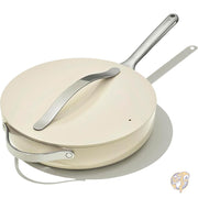 ノンスティック セラミック ソテーパン 蓋付き (4.25L 30cm) - 非毒性、PTFE および PFOA フリー Caraway キャラウェイ