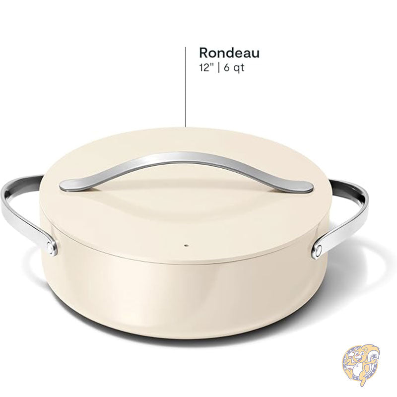 ロンドー 5.67L ノンスティック パン 蓋付き - フォーエバー ケミカル不使用 - 焼き付け、煮込み、ローストに最適 Caraway キャラウェイ