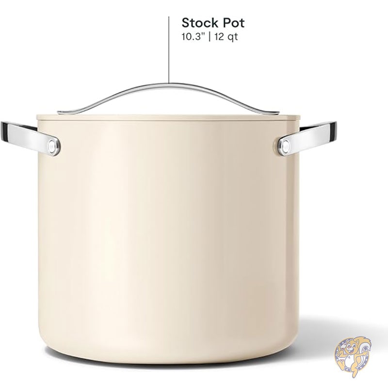 ストックポット 11.35L セラミックコーティング ポット 蓋付き - フォーエバーケミカルズ製 大量調理用の大型ポット Caraway キャラウェイ