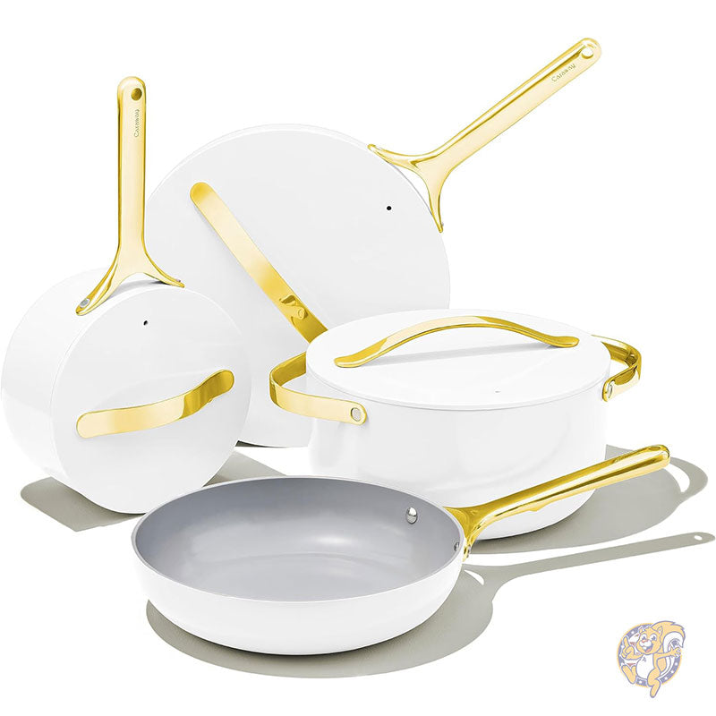 ノンスティック セラミック 調理器具セット (12 点) 鍋 フライパン 蓋 3個 キッチン収納 非毒性 オーブン対応 Caraway キャラウェイ