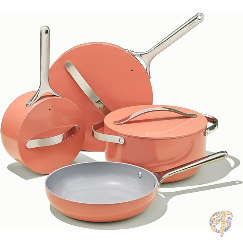 ノンスティック セラミック 調理器具セット (12 点) 鍋 フライパン 蓋 3個 キッチン収納 非毒性 オーブン対応 Caraway キャラウェイ