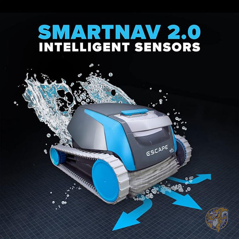 ロボット式プールクリーナー エスケープ (2024 年モデル) — 大型トップローディングフィルター、デュアルモーター、ハイパーブラシ、ハイパーグリップトラック、スマートナビゲーション 地上/地下プール (最大 10m) Dolphin ドルフィン