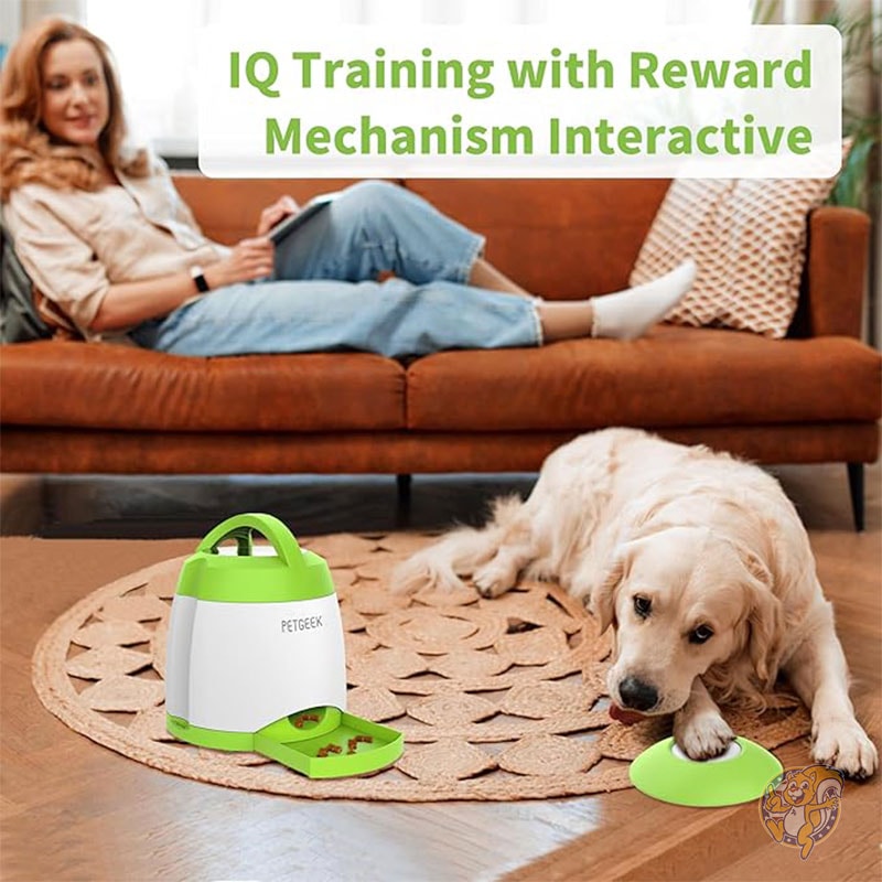自動犬用おやつディスペンサー 犬用パズル記憶トレーニングアクティビティ玩具 IQトレーニング犬用ボタンフィーダー 犬用リモコン犬用ボタンおやつディスペンサー PETGEEK ペットギーク