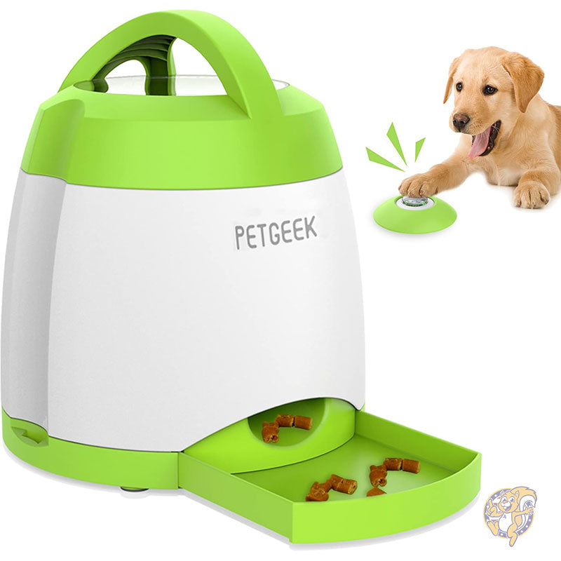 自動犬用おやつディスペンサー 犬用パズル記憶トレーニングアクティビティ玩具 IQトレーニング犬用ボタンフィーダー 犬用リモコン犬用ボタンおやつディスペンサー PETGEEK ペットギーク