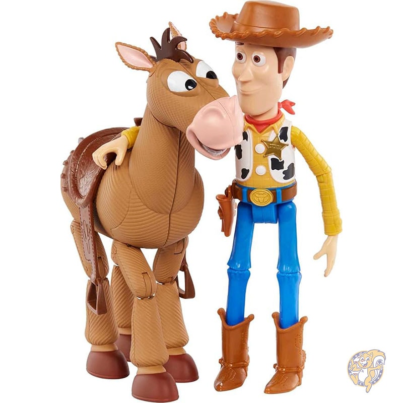 ディズニー ピクサー トイストーリー4 アクションフィギュア2体セット コレクタブルパック 取り外し可能な帽子と乗れるブルズアイ/ウッディ付き マテル Mattel