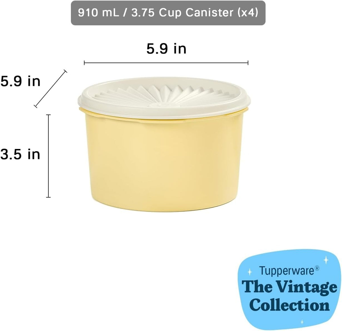 Tupperware タッパーウェア ヘリテージ コレクション 保存容器 4個セット 蓋付き 密閉 BPAフリー レトロカラー 耐久性 プラスチック 収納可 食品保存容器 910ml 重ねて収納可