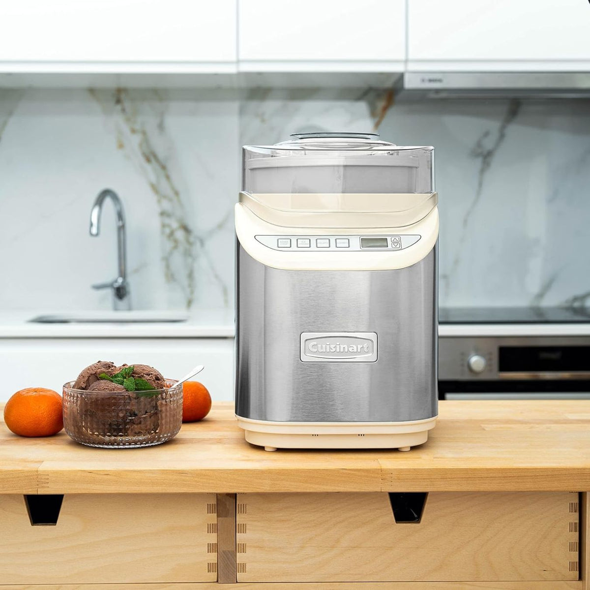 Cuisinart クイジナート アイスクリームメーカー ICE-70CRM(約1.9L)対応 LCD画面&タイマー付き アイス・ジェラート・ソルベ クリーム色