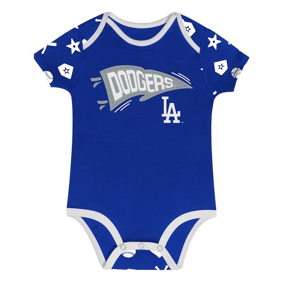 ロサンゼルス ドジャース ベビー服 2点セット 半袖ロンパース+ショーツ ブルー Los Angeles Dodgers 出産祝い ギフト MLB公式