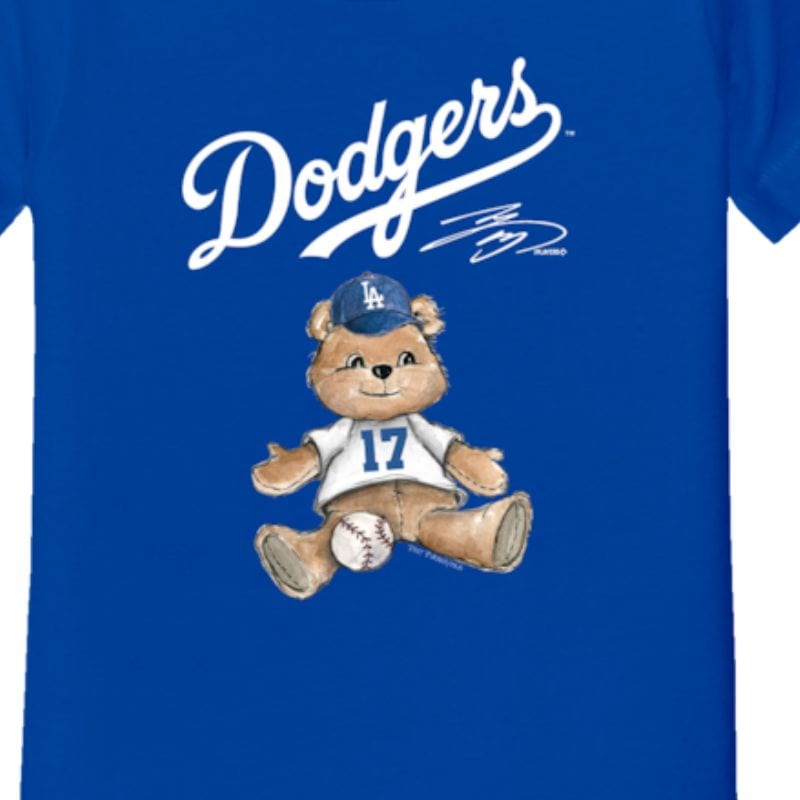 大谷翔平 テディベア 熊 ベビー服 背番号17番 ロサンゼルス・ドジャース ベビー ボディスーツ テディベア グラフィック 出産祝い ★ブルー★