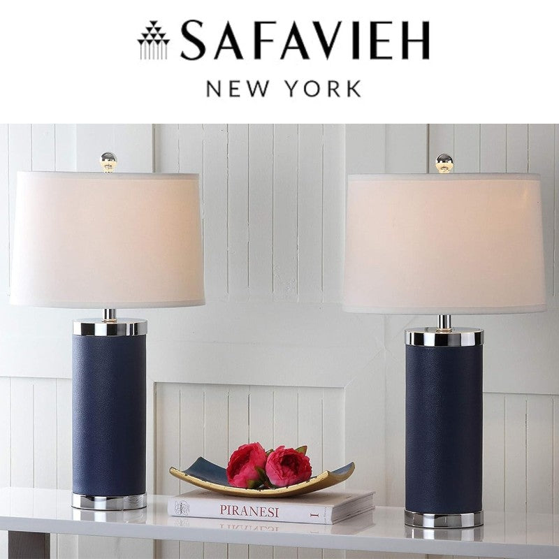 Safavieh テーブルランプ 2点セット Navy レザー調 ネイビー 北欧風 おしゃれ 輸入照明 インテリア照明 リビング 寝室 正規品