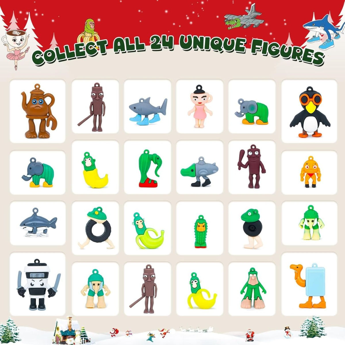 イタリアンブレインロット Italian Brainrot クリスマス アドベントカレンダー 24日間 カウントダウン おもしろ フィギュア ミームキャラクター コレクション
