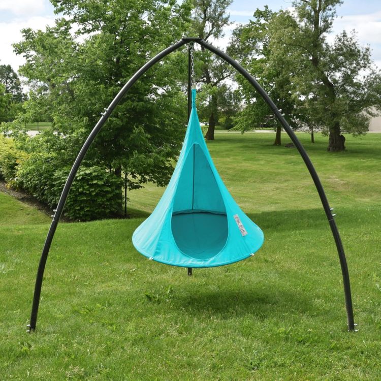 Cacoon カクーン ハンギングチェア Vivere キッズ 耐荷重約100kg 吊り椅子 室内・屋外兼用 吊り下げキット付き 子供用ハンモックチェア 2人用 True Turquoi トゥルーターコイズ