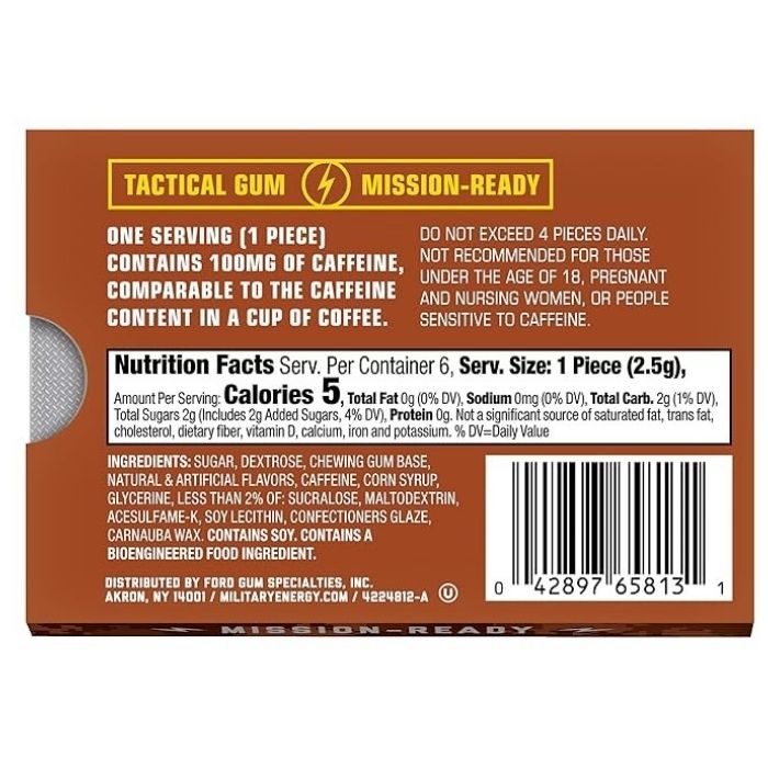 MEG ミリタリーエナジーガム Cinnamons シナモン 100mgカフェイン 12パック(計72粒) 速攻エネルギー USA製 正規品 米軍使用実績 エネルギー補給ガム