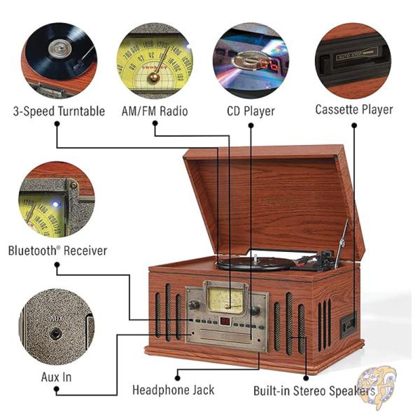ターンテーブル ラジオ CD/カセット プレーヤー ミュージシャン Aux-in Bluetooth CR704B-PA Crosley
