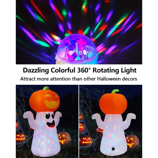 ハロウィン デコレーション お化けカボチャ 回転 ライト Zukakii 5Ft (1.5m) インフレータブル パンプキン ゴースト 送料無料 かぼちゃ ハロウィーン イルミネーション アメリカ輸入品