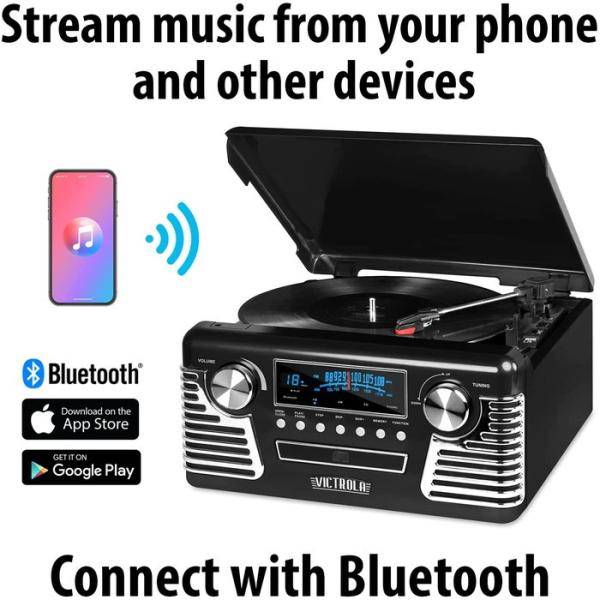 Victrola 50年代 レトロ Bluetooth レコード プレーヤー & マルチメディア センター 送料無料