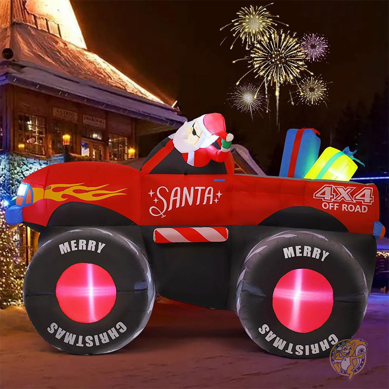 モンスタートラック 巨大 車 デコレーション 7.5フィート 2.2m クリスマス インフレータブル屋外装飾 サンタクロース ヤード トラック ガーデン 芝生 屋内 パーティー GOOSH アメリカ クリスマスグッズ クリスマスデコレーション