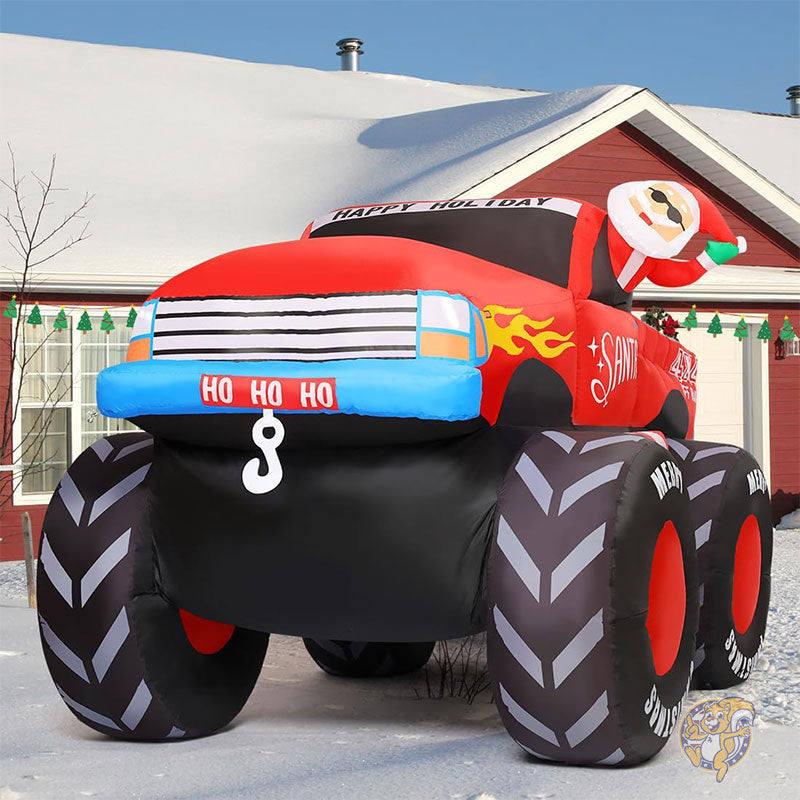 モンスタートラック 巨大 車 デコレーション 7.5フィート 2.2m クリスマス インフレータブル屋外装飾 サンタクロース ヤード トラック ガーデン 芝生 屋内 パーティー GOOSH アメリカ クリスマスグッズ クリスマスデコレーション
