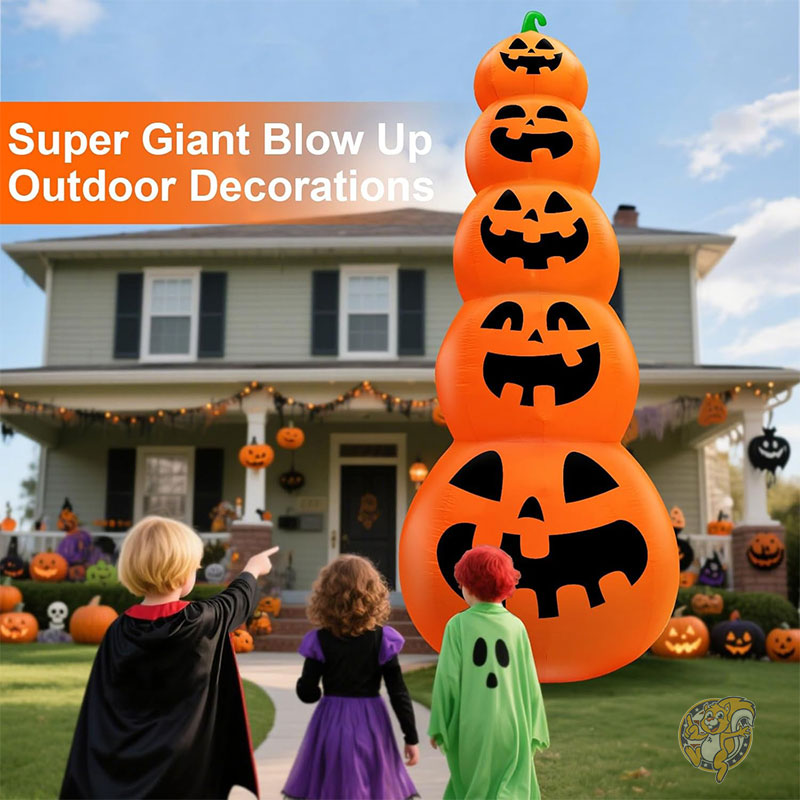 14フィート 426cm 巨大 ハロウィンインフレータブル スタッキング カボチャ 屋外装飾 膨らむ 5つのカボチャ庭装飾 芝生