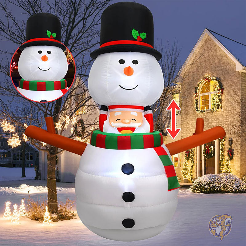 動く雪だるま サンタクロース クリスマス インフレータブル 屋外装飾 6フィート 約182cm ポップアップ クリスマス