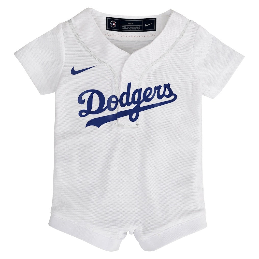 ロサンゼルス・ドジャース ナイキ ベビー服 ロンパース ユニフォーム ホワイト レプリカ MLB 公式 赤ちゃん 出産祝い ドジャースユニフォーム