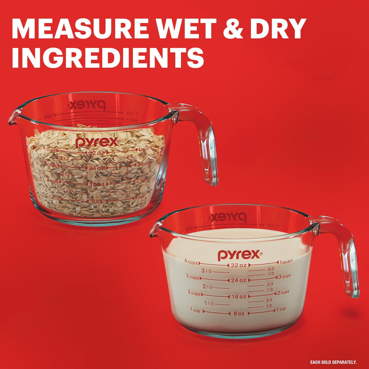 パイレックス PYREX 計量カップ 3点セット 1カップ・2カップ・4カップ 耐熱ガラス メジャーカップ 目盛り付き 電子レンジ・オーブン・冷凍・食洗機対応 料理・製菓・調理用キッチンツール