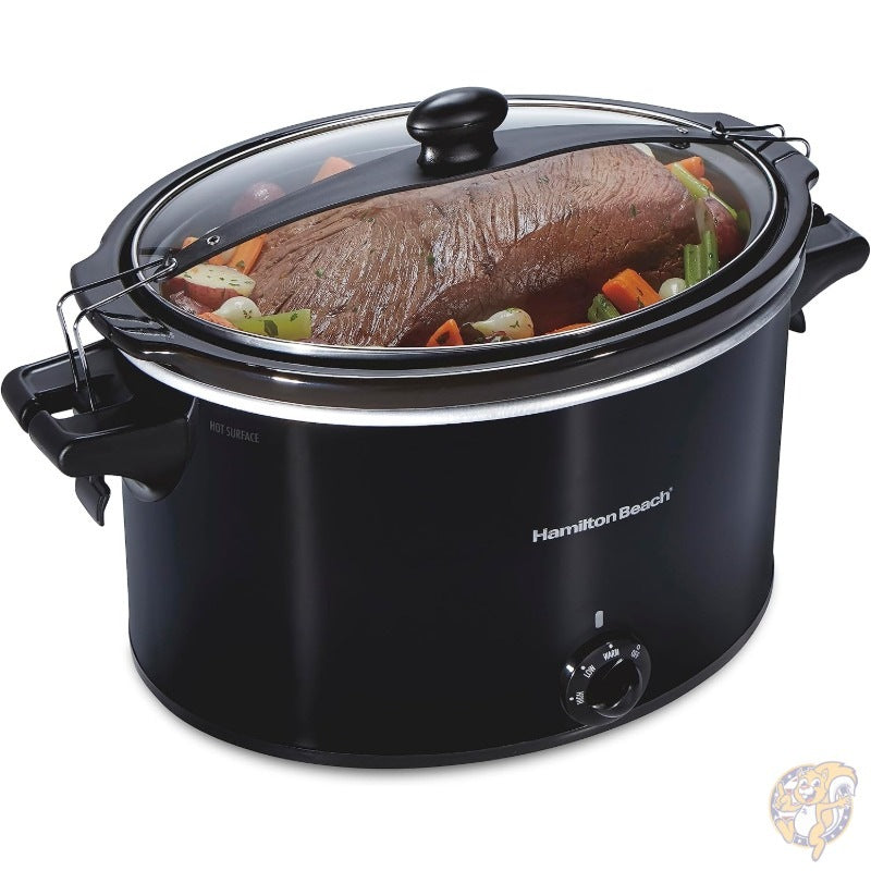 ハミルトンビーチ Hamilton Beach スロークッカー 9.5L 大容量 10クォート 電気調理鍋 低温調理器 煮込み料理 保温機能 3段階温度設定 蓋ロック付き 持ち運び可能 パーティー ホームパーティー アメリカ輸入 ブラック